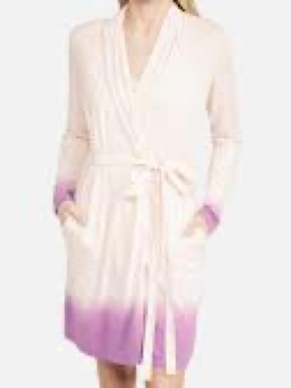 Light Pink and Purple Dip-Dye Tie-Waist Robe - Women's Intimates